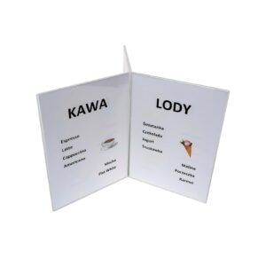Stojaczek menu z plexi 6-stronny