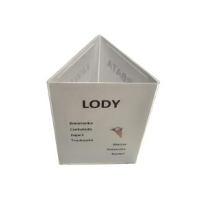 Stojak menu plexi trójkąt